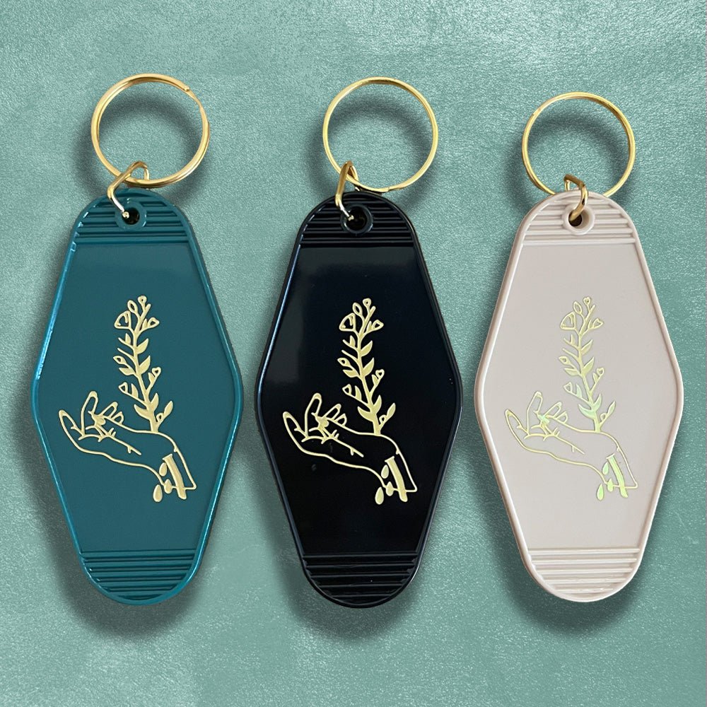 Custom Motel Keychains - Foil Embossed - Alchemy Merch - Make your own custom Motel Keychains - Foil Embossed - custom merch